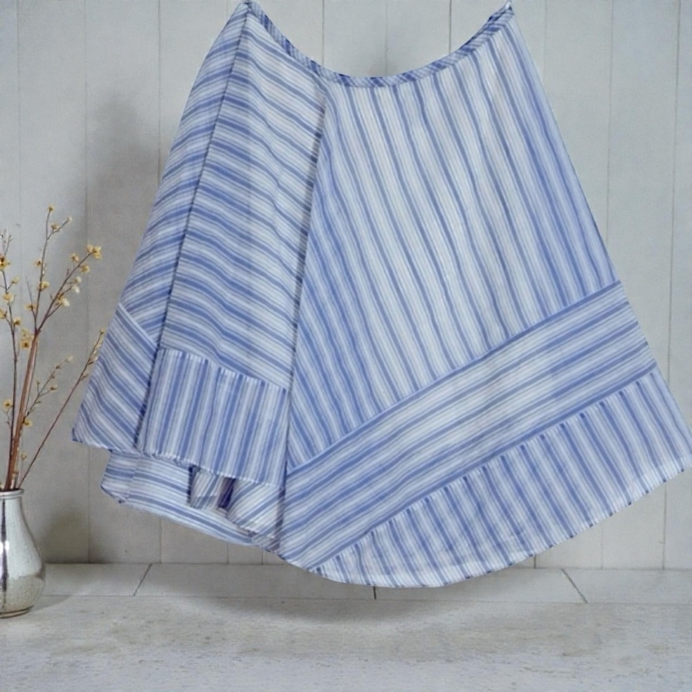 Blue Striped DKNY Organza Asymmetrical Women's Skirt